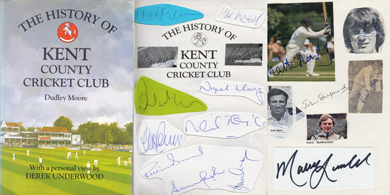 History-of-Kent-County Cricket-Dudley Moore player autographs